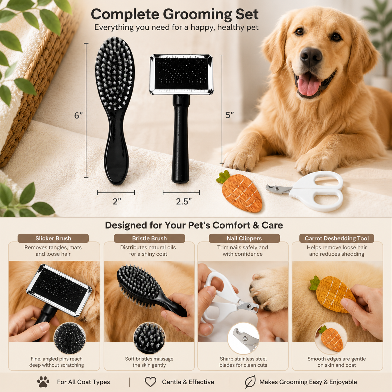 4-Piece Pet Grooming Kit
