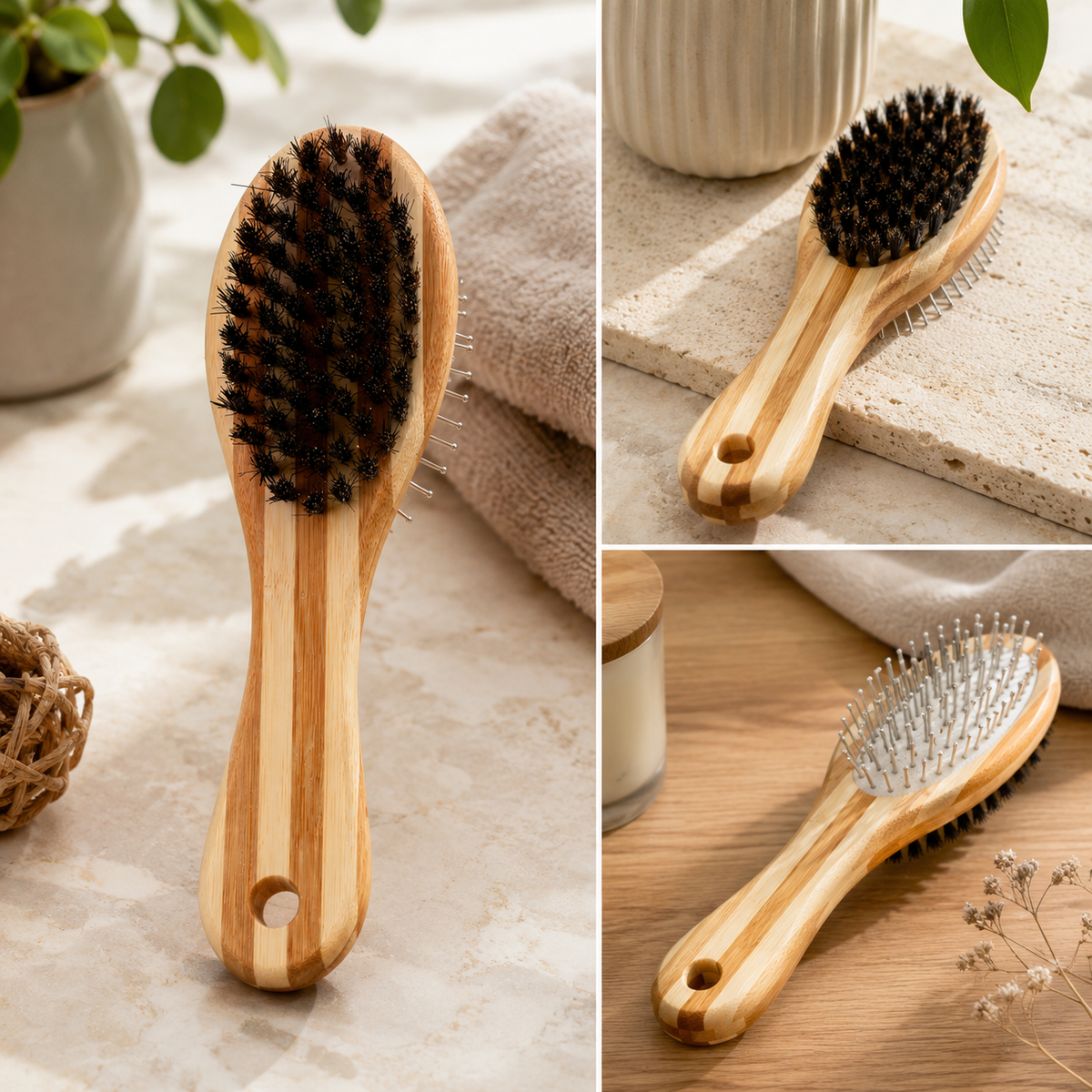 9-Pack Bamboo Cat Grooming Brushes