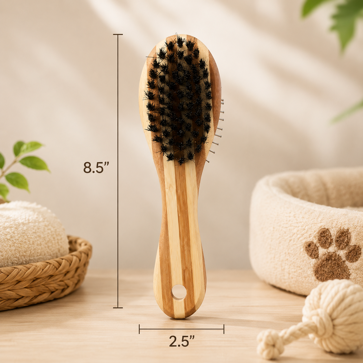 9-Pack Bamboo Cat Grooming Brushes