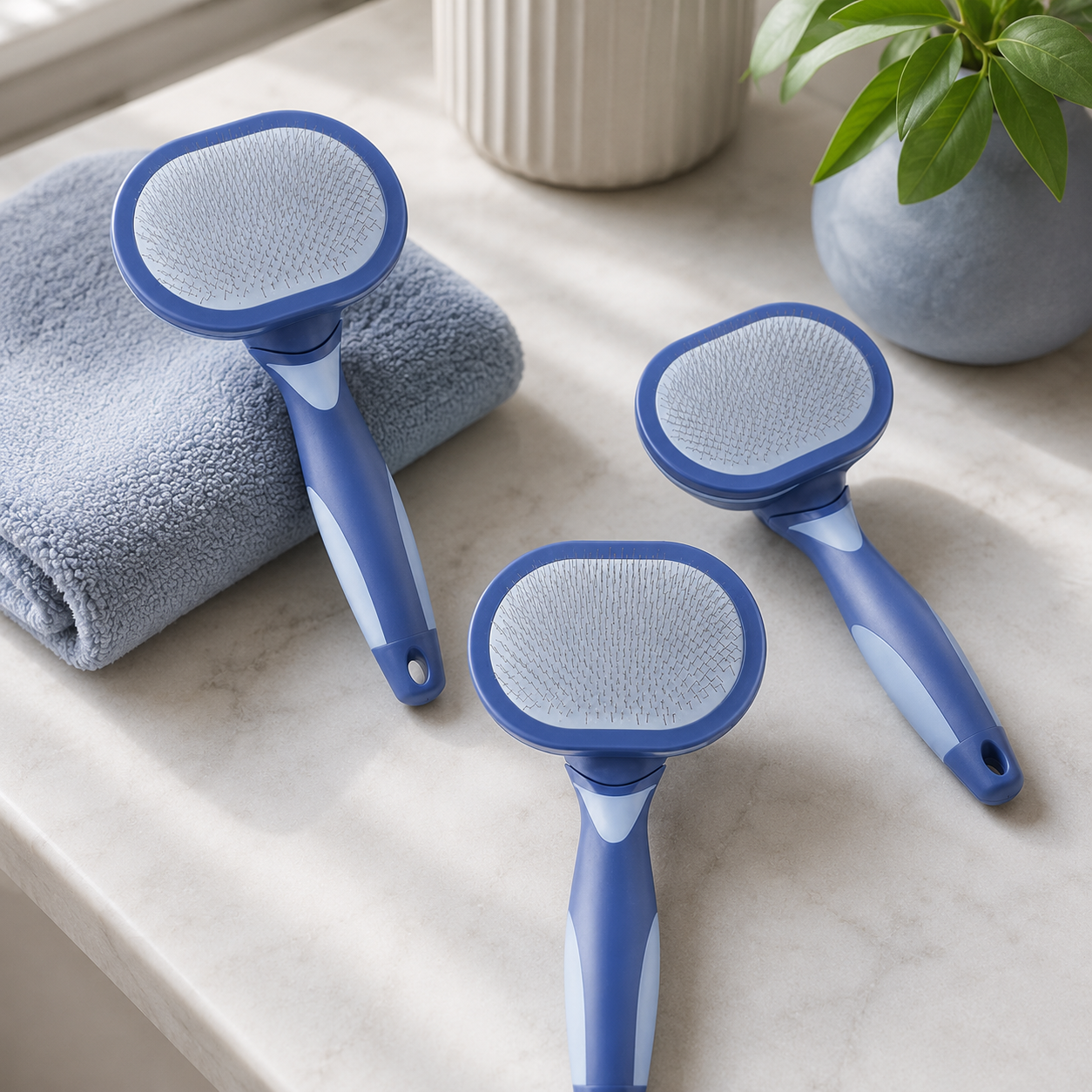 3-Piece Dog Slicker Brush & Comb Set